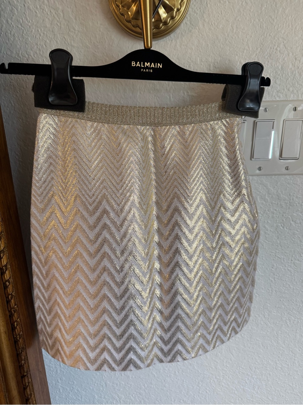 Missoni Metallic Gold Chevron Mini Skirt